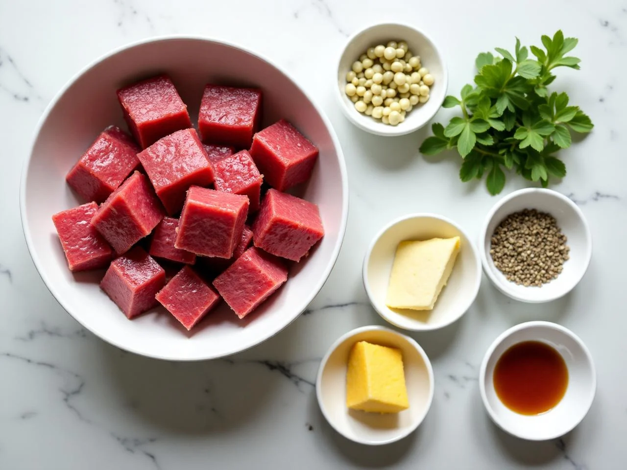 Ingredients for Garlic Butter Steak Bites