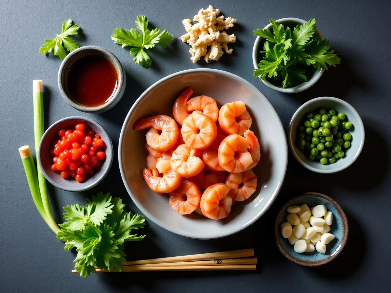 Ingredients for Garlic Ginger Shrimp Stir-Fry