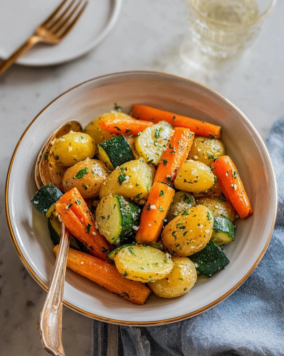 Garlic Herb Roasted Potatoes Carrots and Zucchini