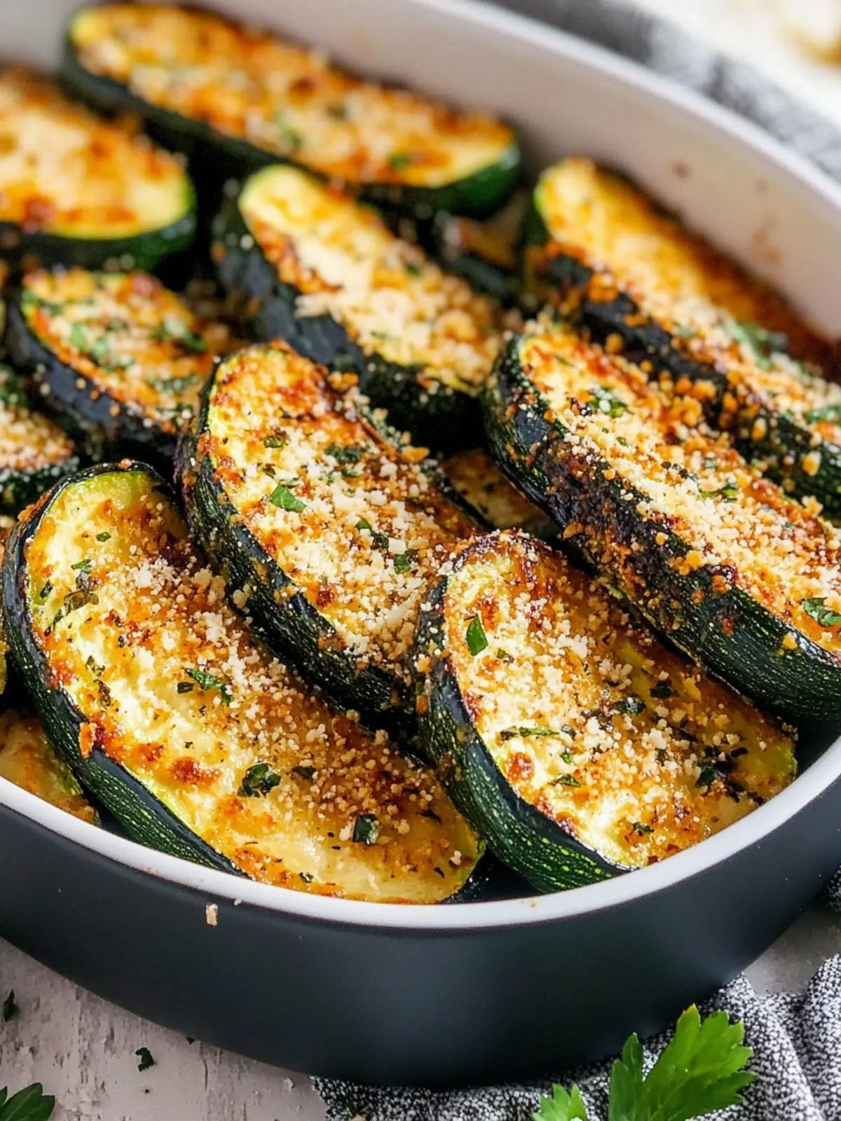Garlic Parmesan Roasted Zucchi