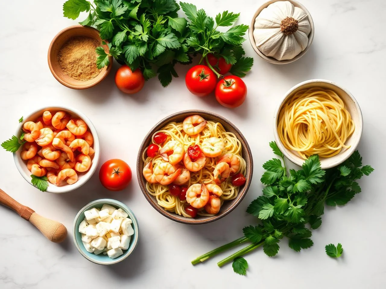 Ingredients for Garlic Shrimp Pasta Salad