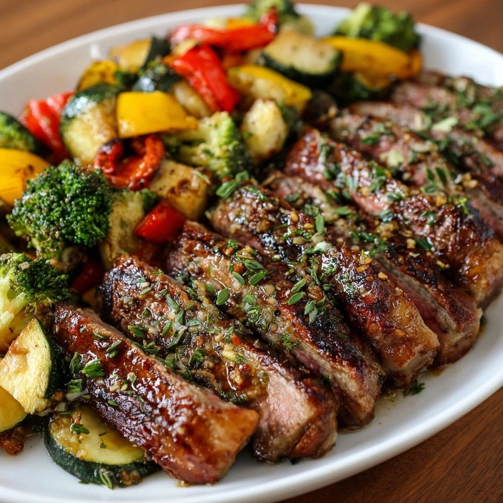 Garlic Steak with Mixed Vegeta