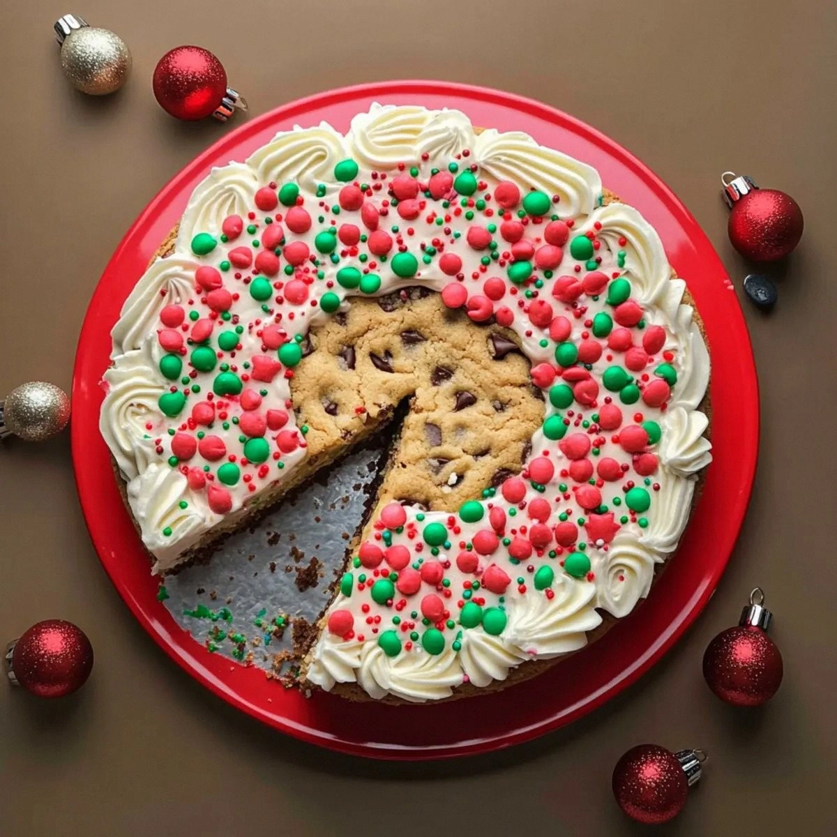 Giant Christmas Wreath Cookie Cake That Steals the Show