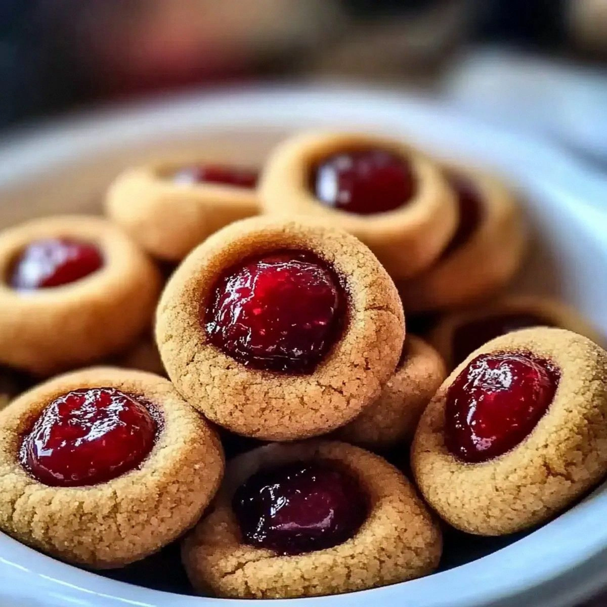 Gingerbread Thumbprint Cookies with Cranberry Jam Magic