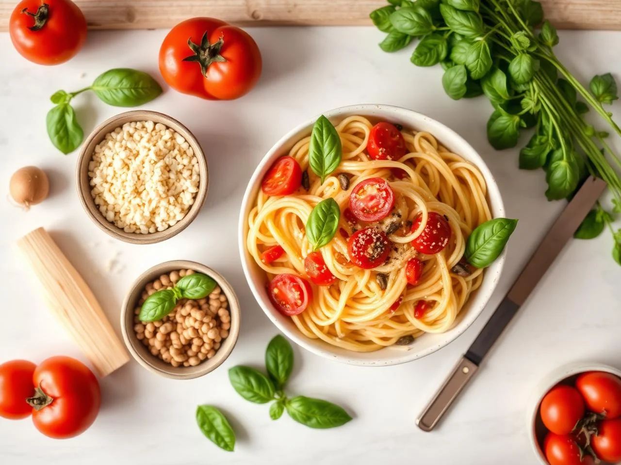 Ingredients for Gluten Free Creamy Tomato Pasta