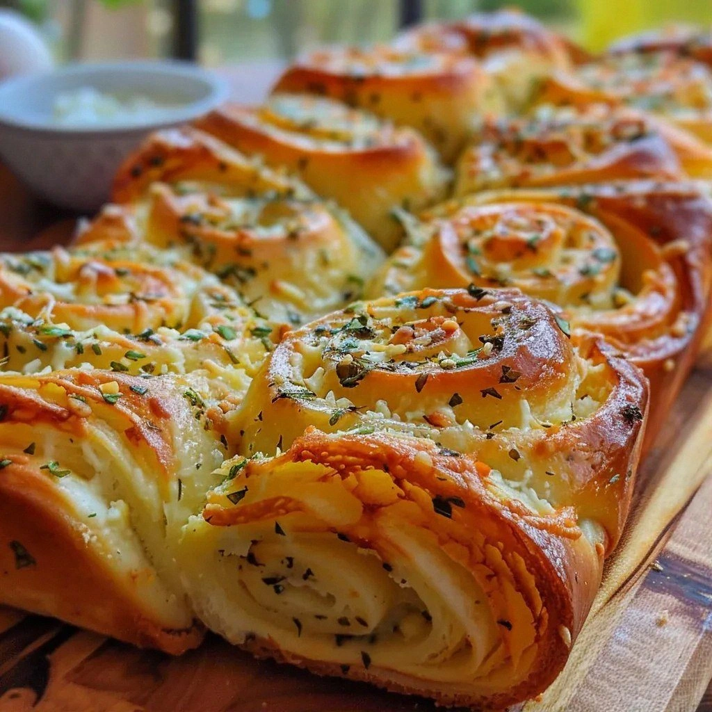 Gooey Garlic Herb Cheese Bread