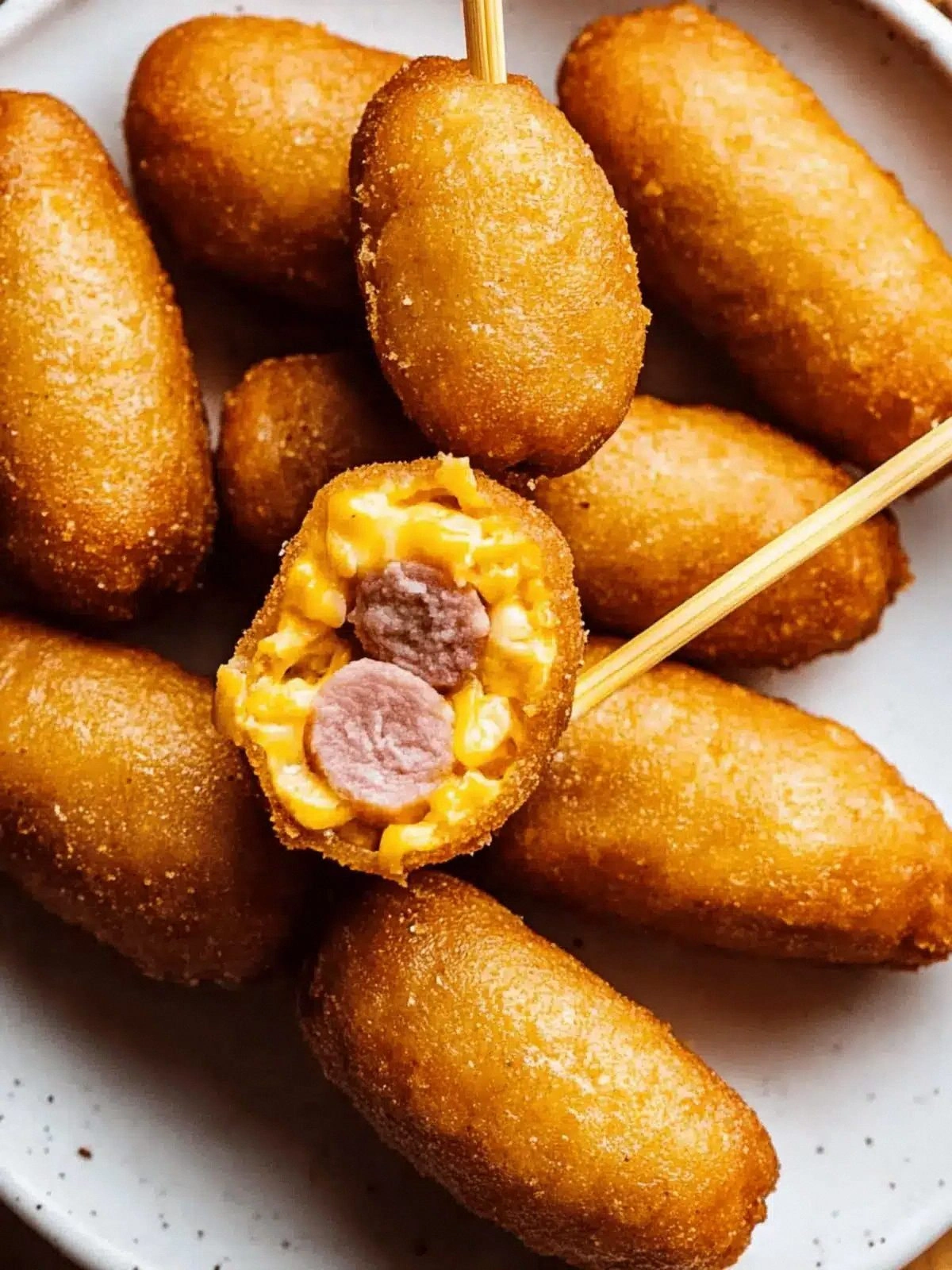 Gooey Homemade Mini Corndogs f