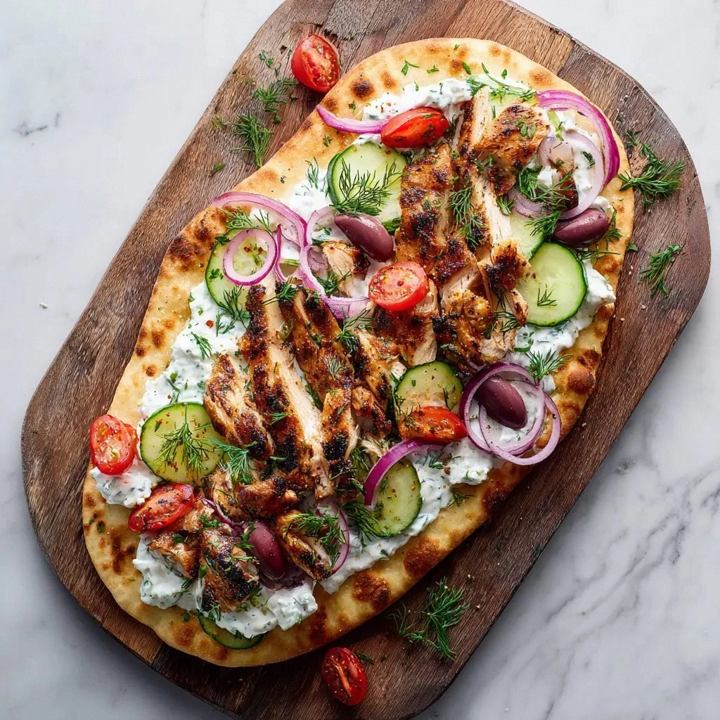 Greek Chicken Flatbread (The 3