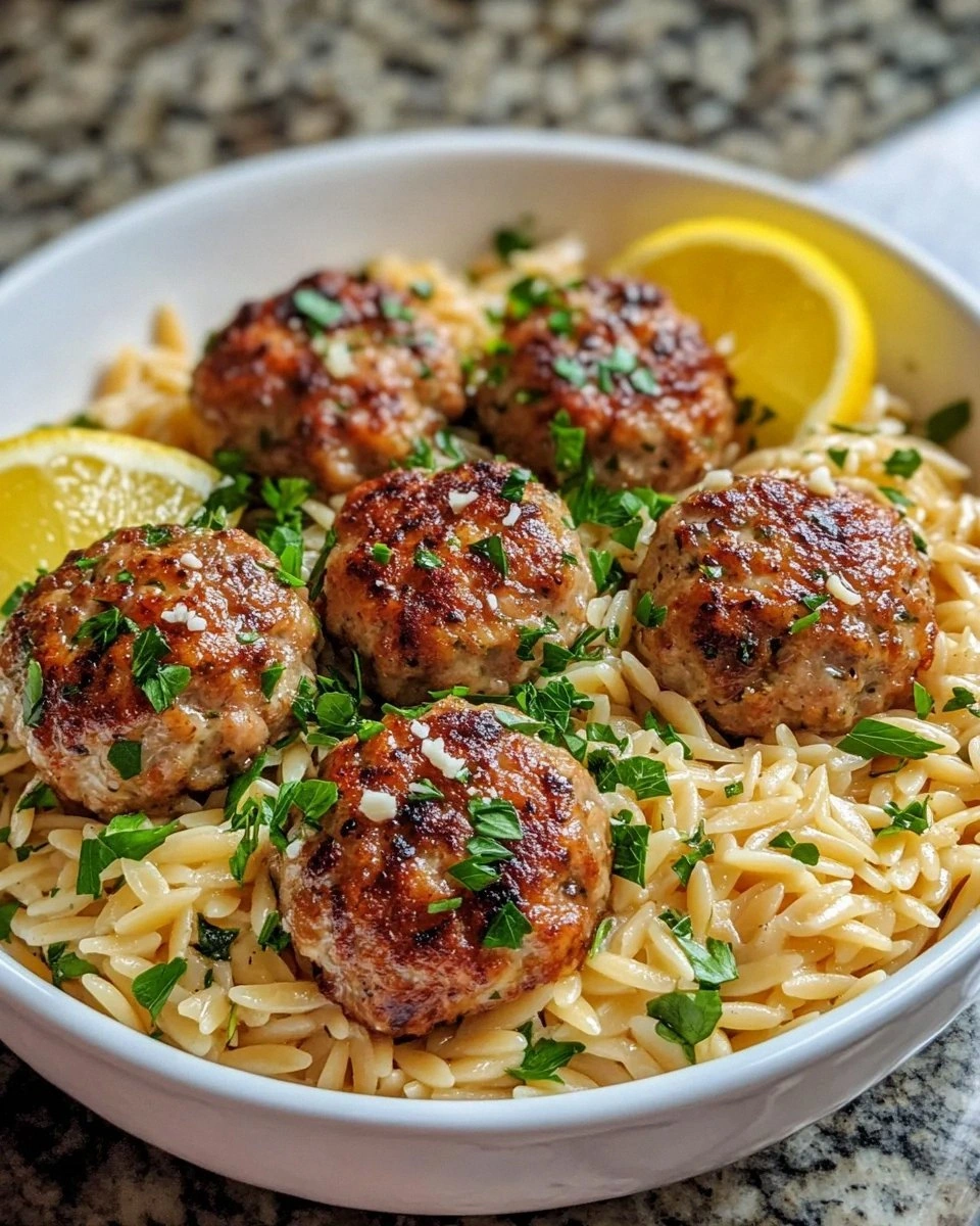 Greek Chicken Meatballs with Lemon Orzo Recipe: A Must-Try!