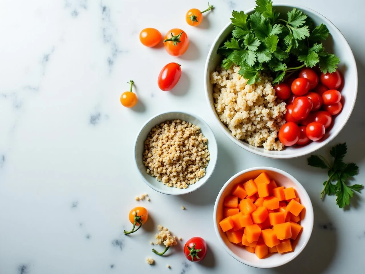 Ingredients for Greek Chicken Quinoa Bowls