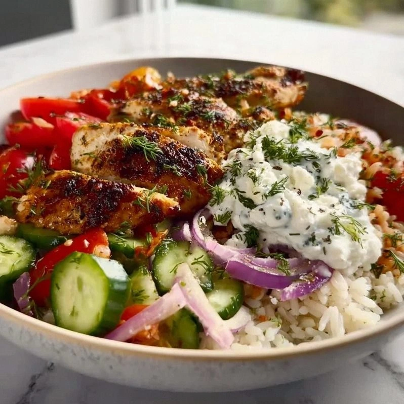 Greek Chicken & Rice Bowl