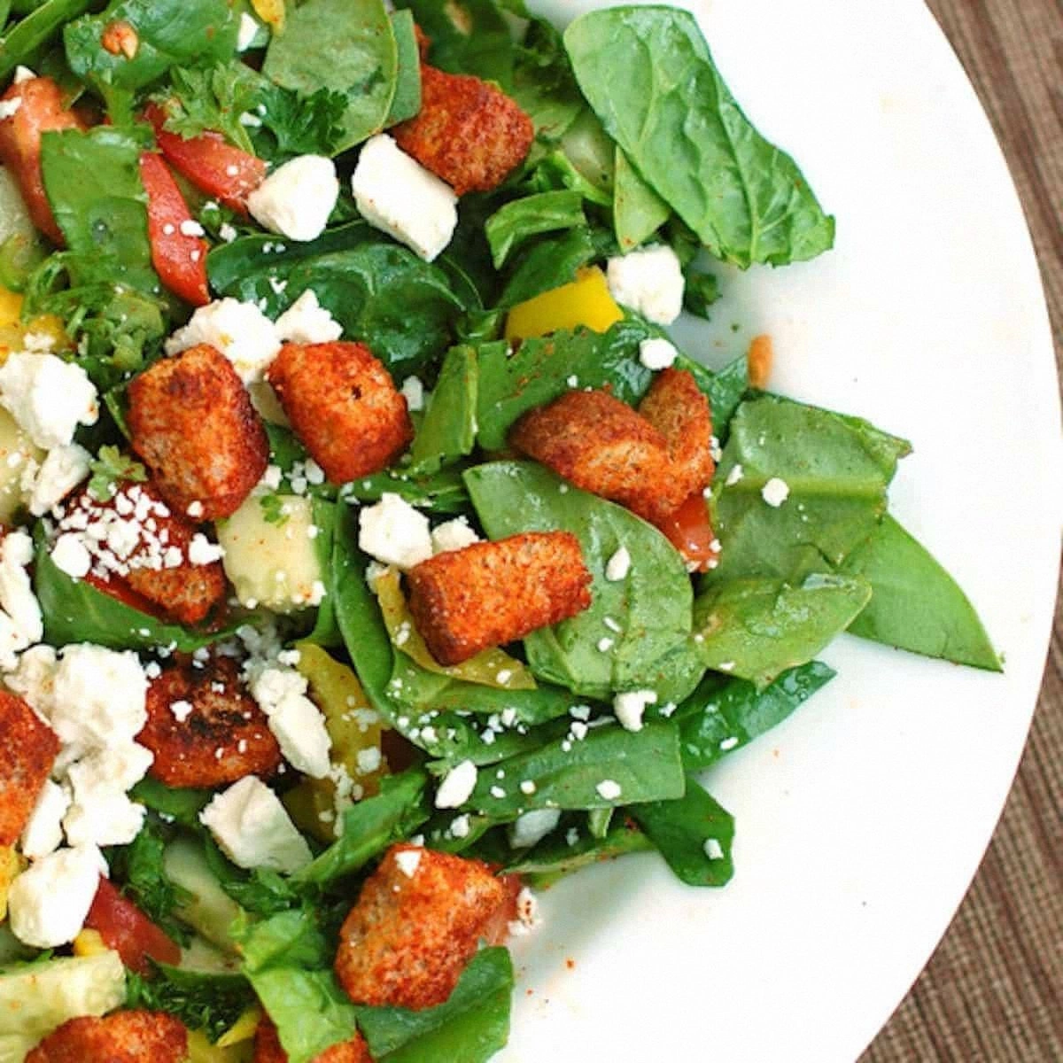 Greek Salad with Paprika Crout