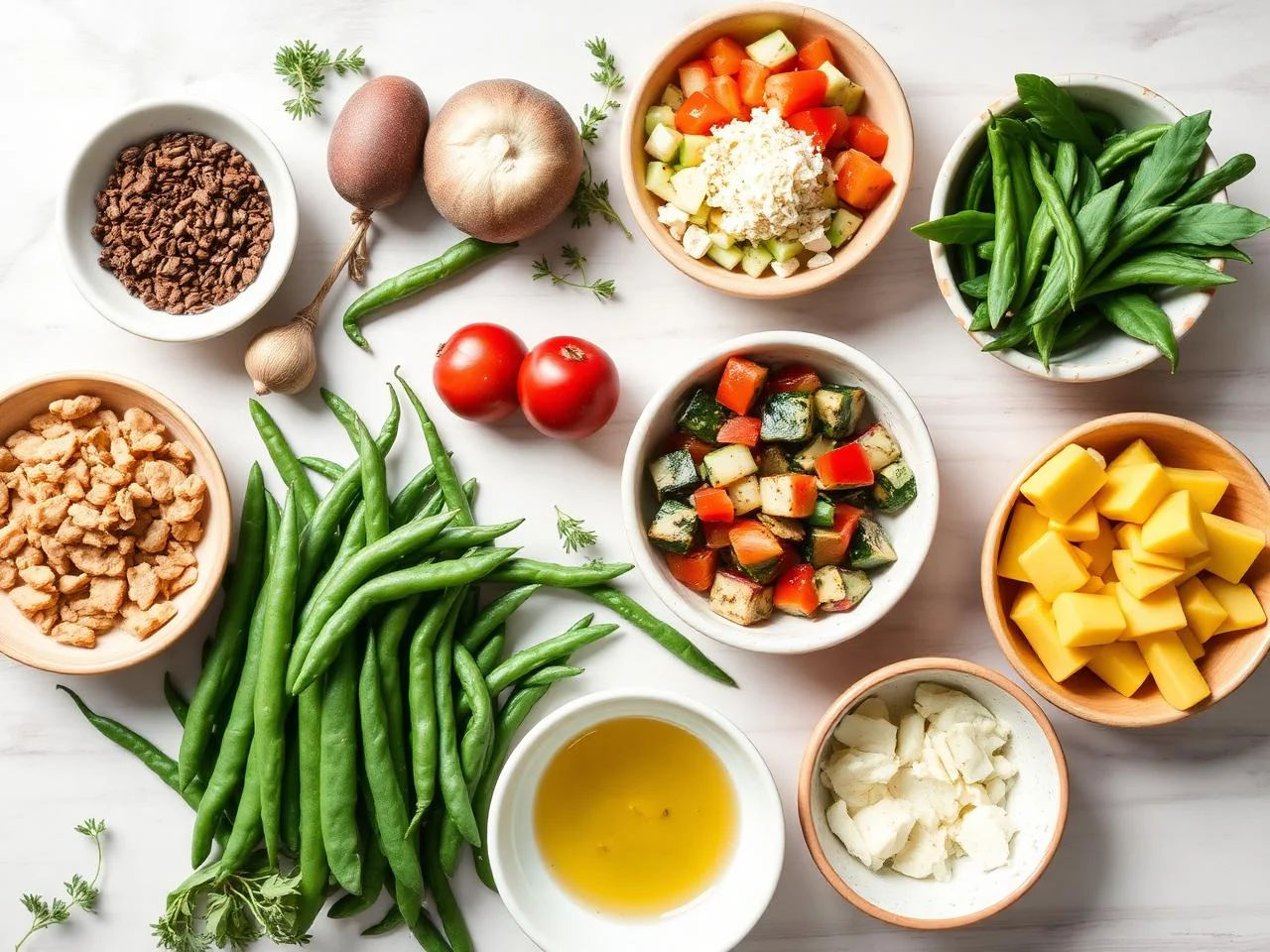 Ingredients for Green Bean Almandine