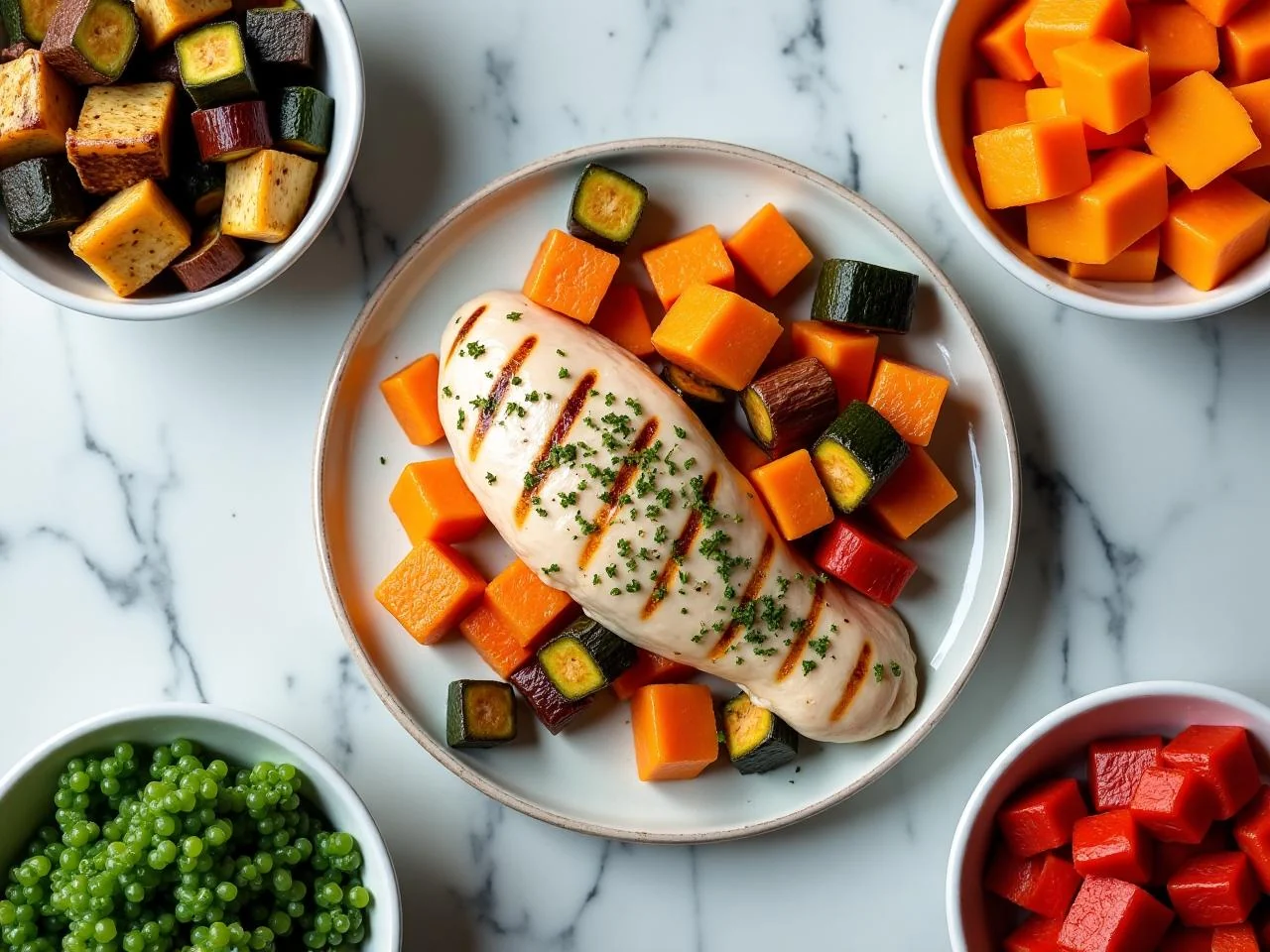 Ingredients for Grilled Chicken Breast with Roasted Vegetables