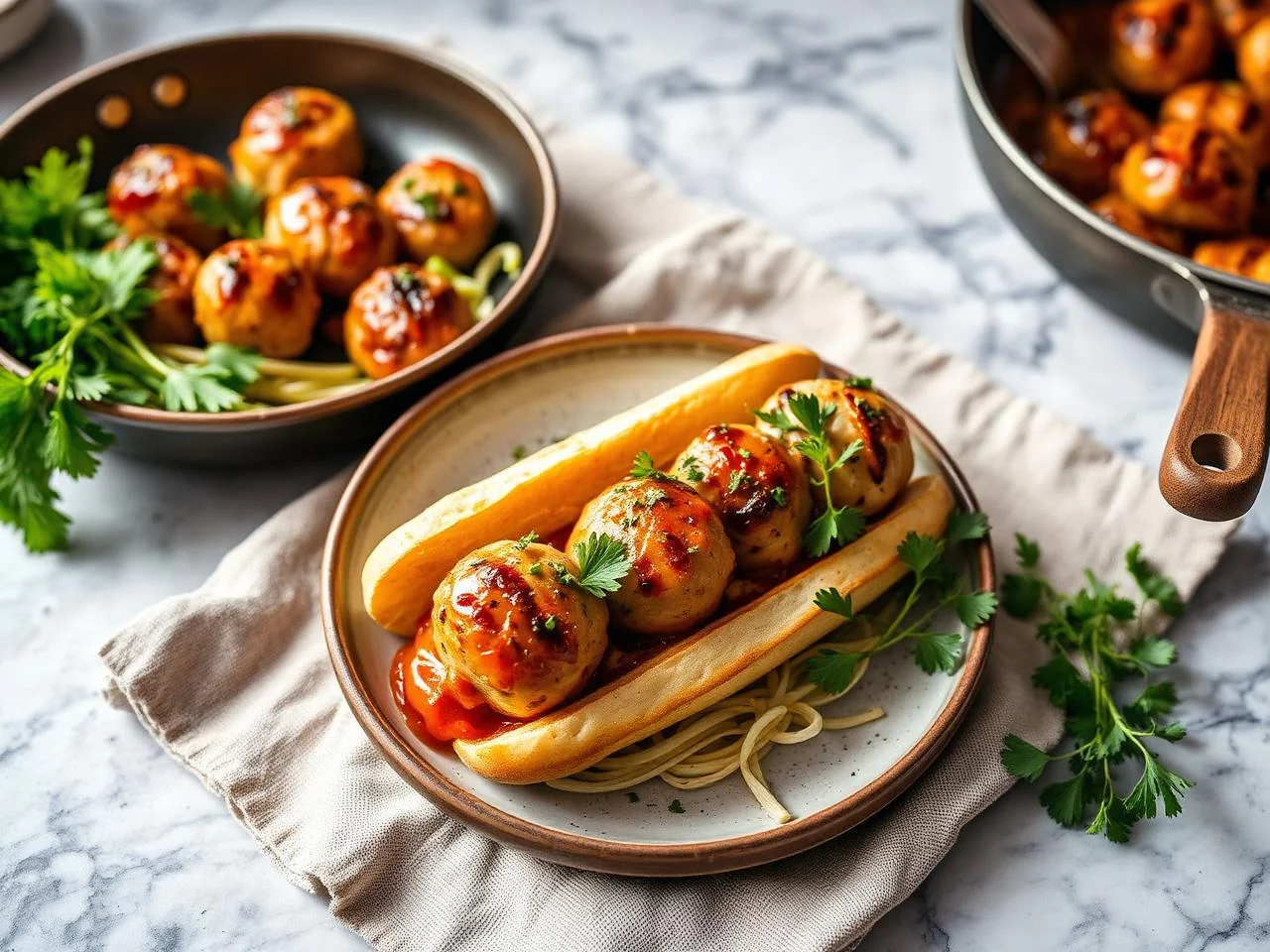 Grilled Chicken Meatball Subs