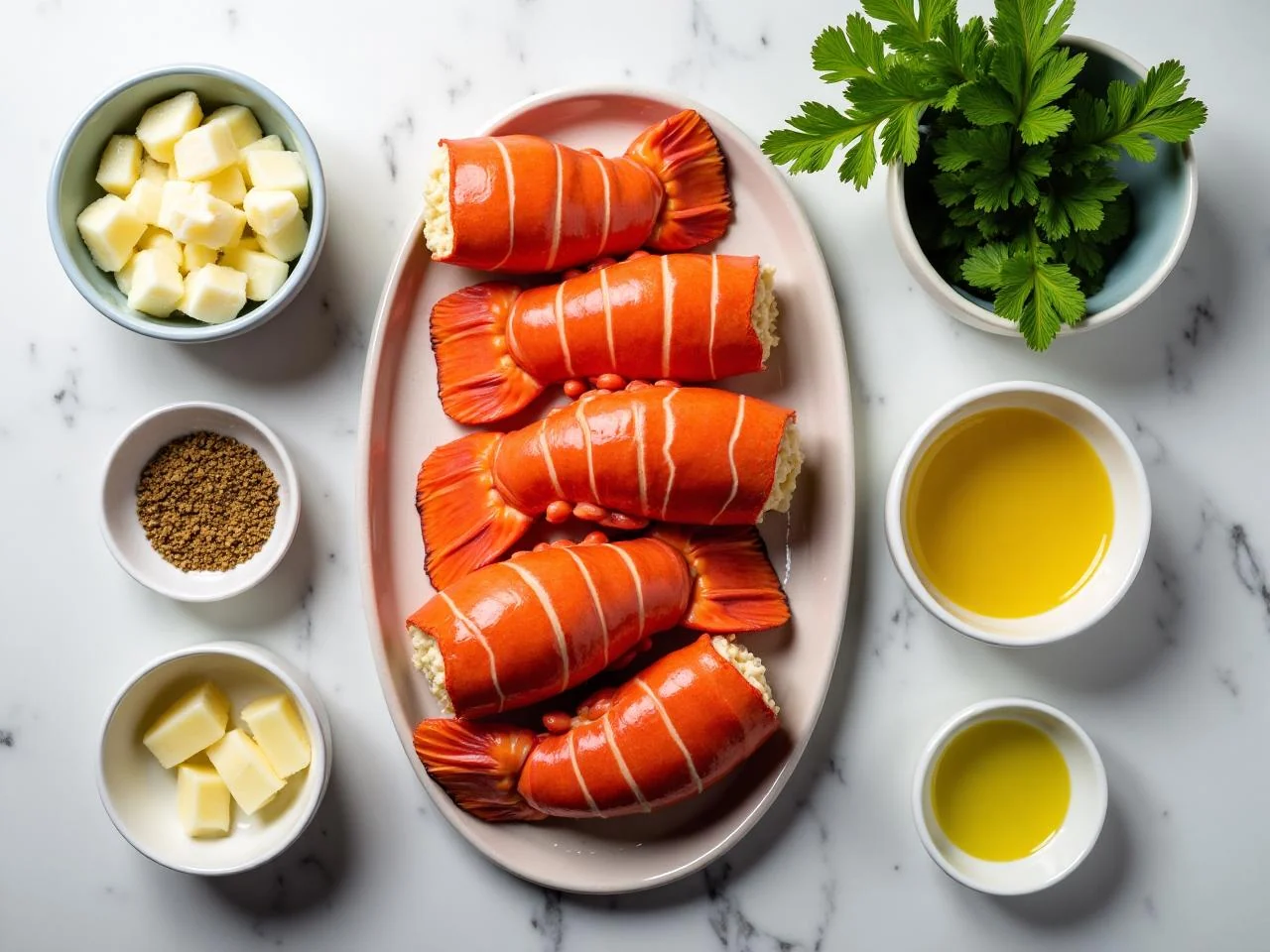 Ingredients for Grilled Lobster Tails with Garlic Butter