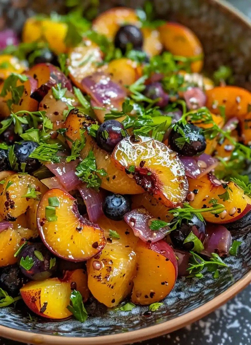 Grilled Peach Blueberry Salad