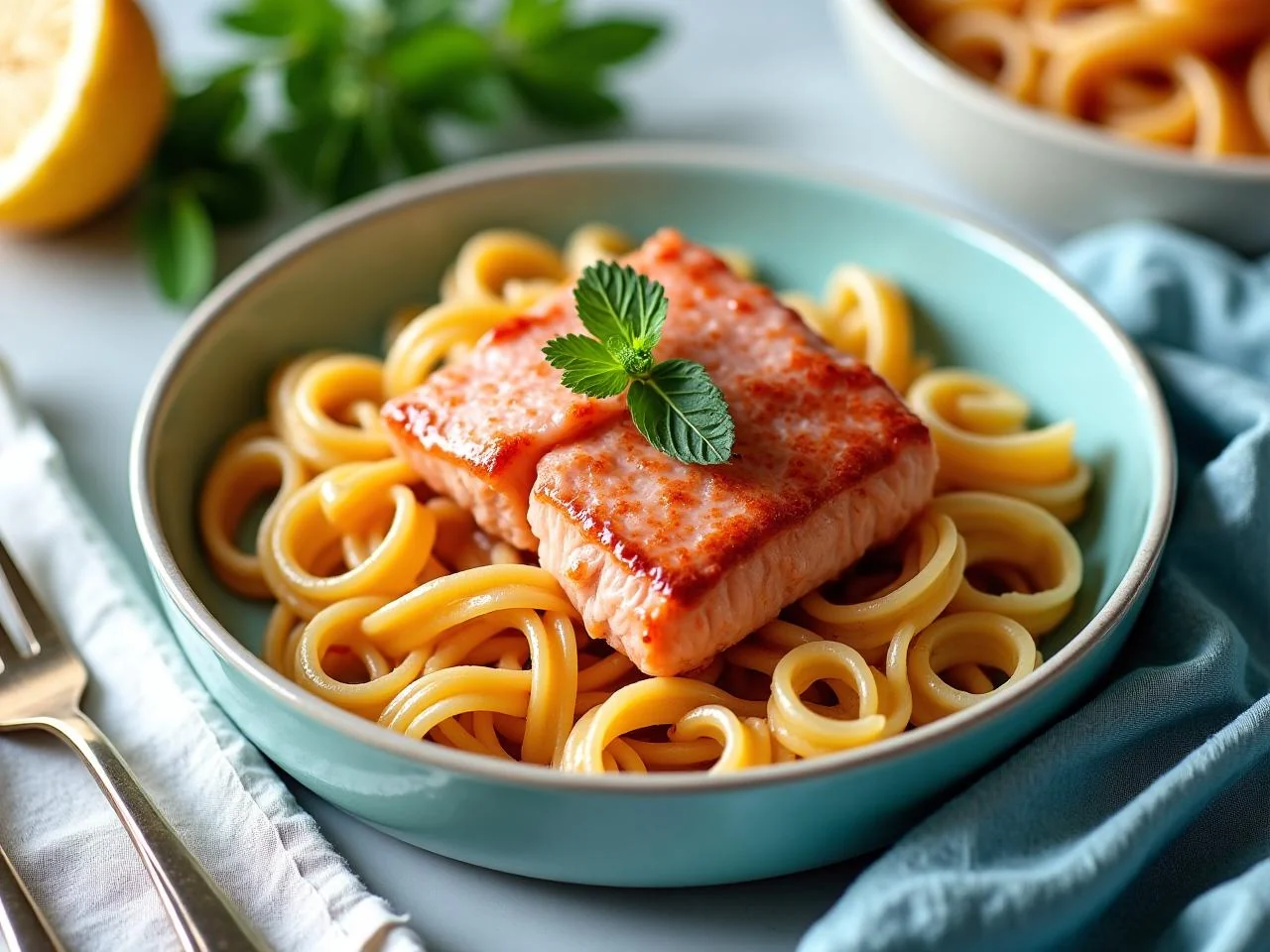 Grilled Salmon Pasta