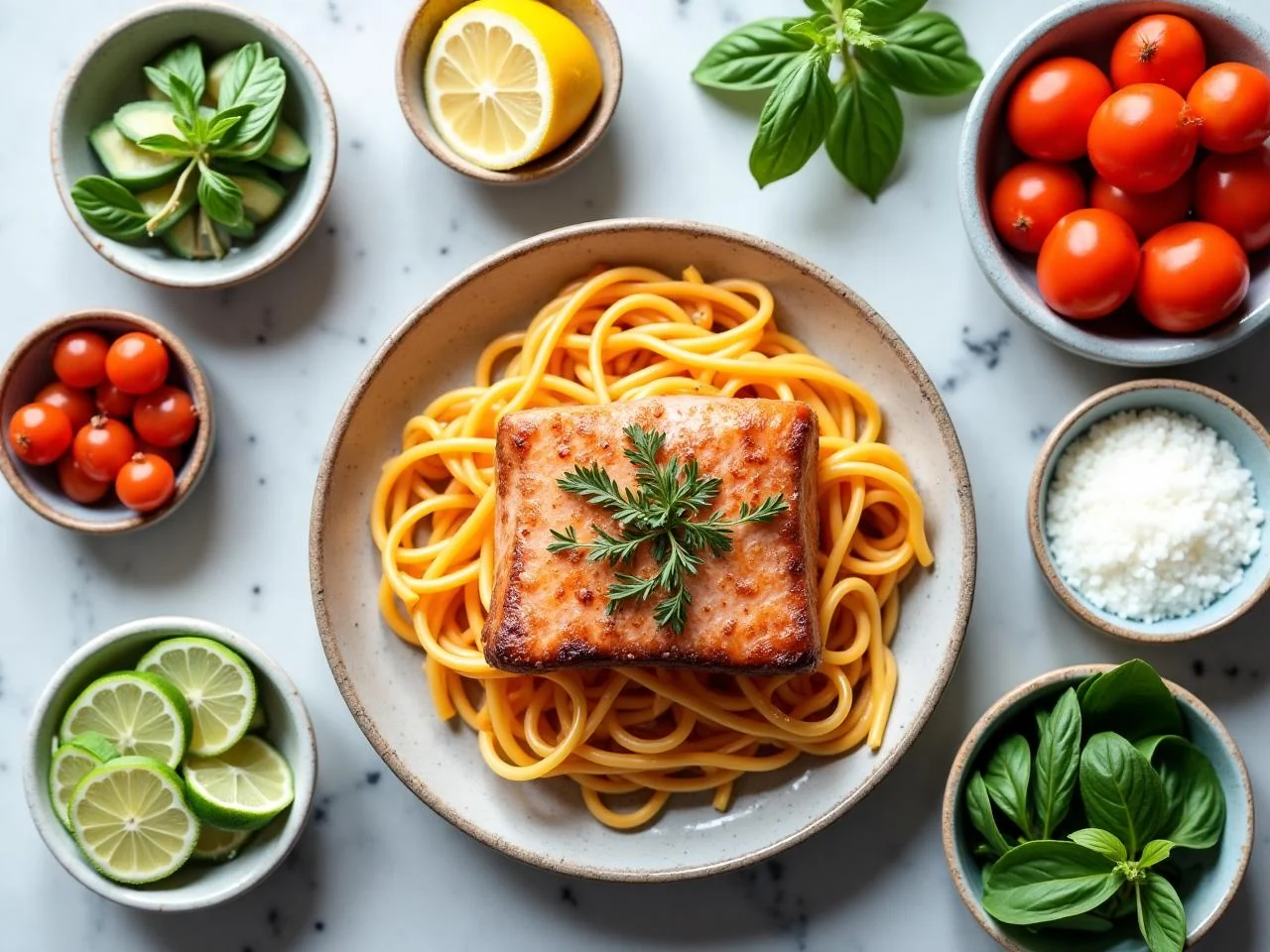 Ingredients for Grilled Salmon Pasta