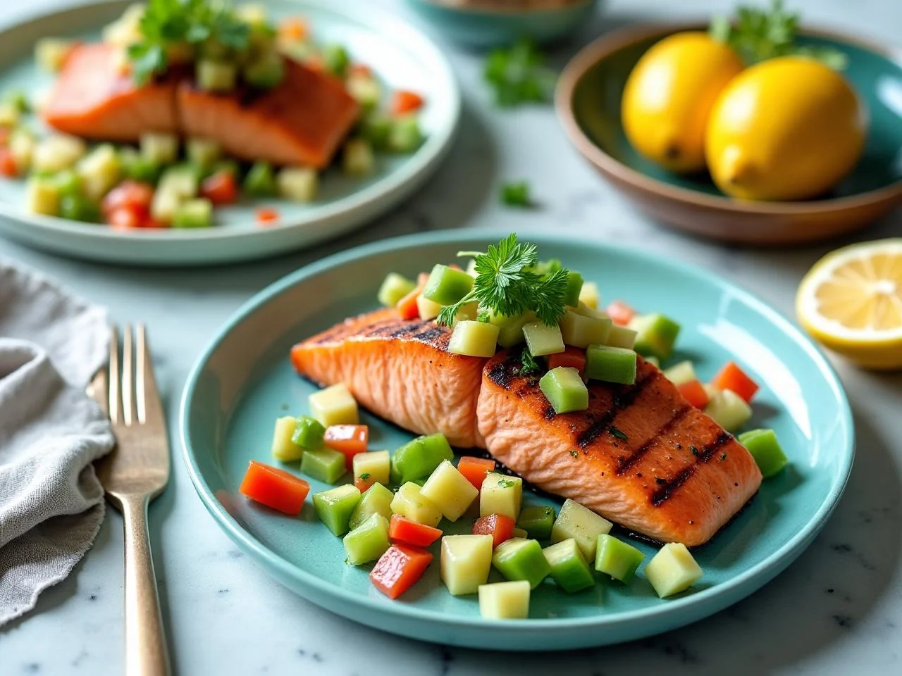 Grilled Salmon With Avocado Salsa