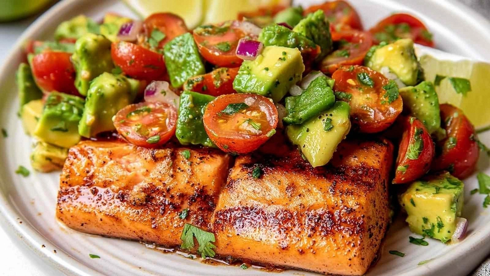 Grilled Salmon with Avocado Sa