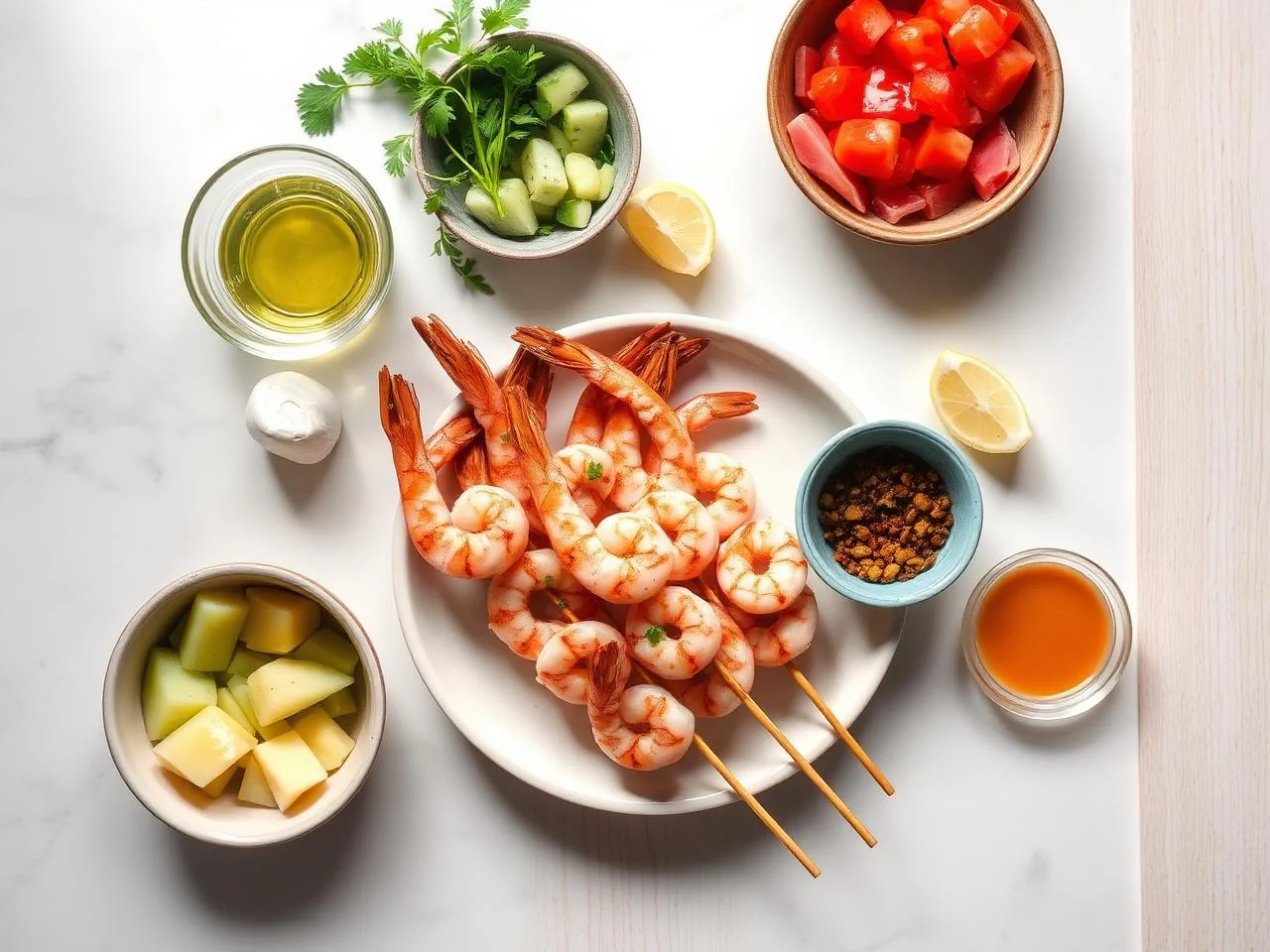 Ingredients for Grilled Shrimp Skewers