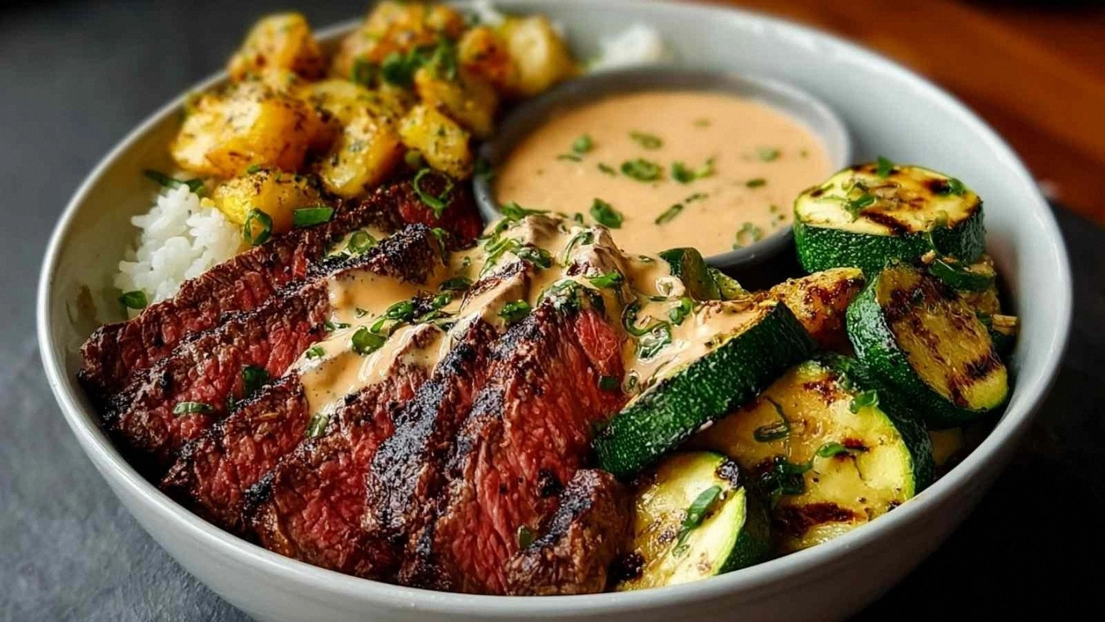Grilled Steak Bowl with Creamy