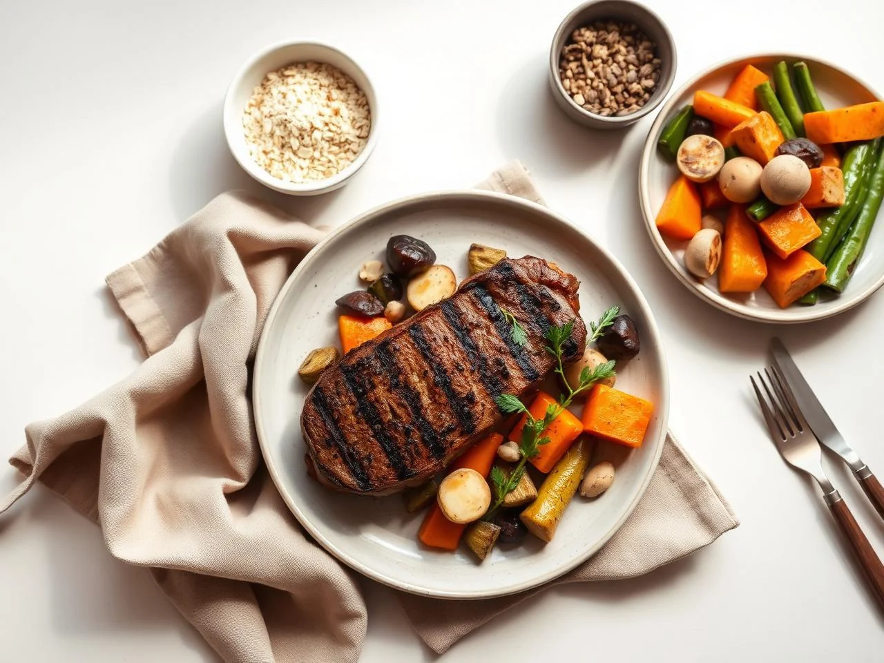 Grilled Steak With Roasted Vegetables