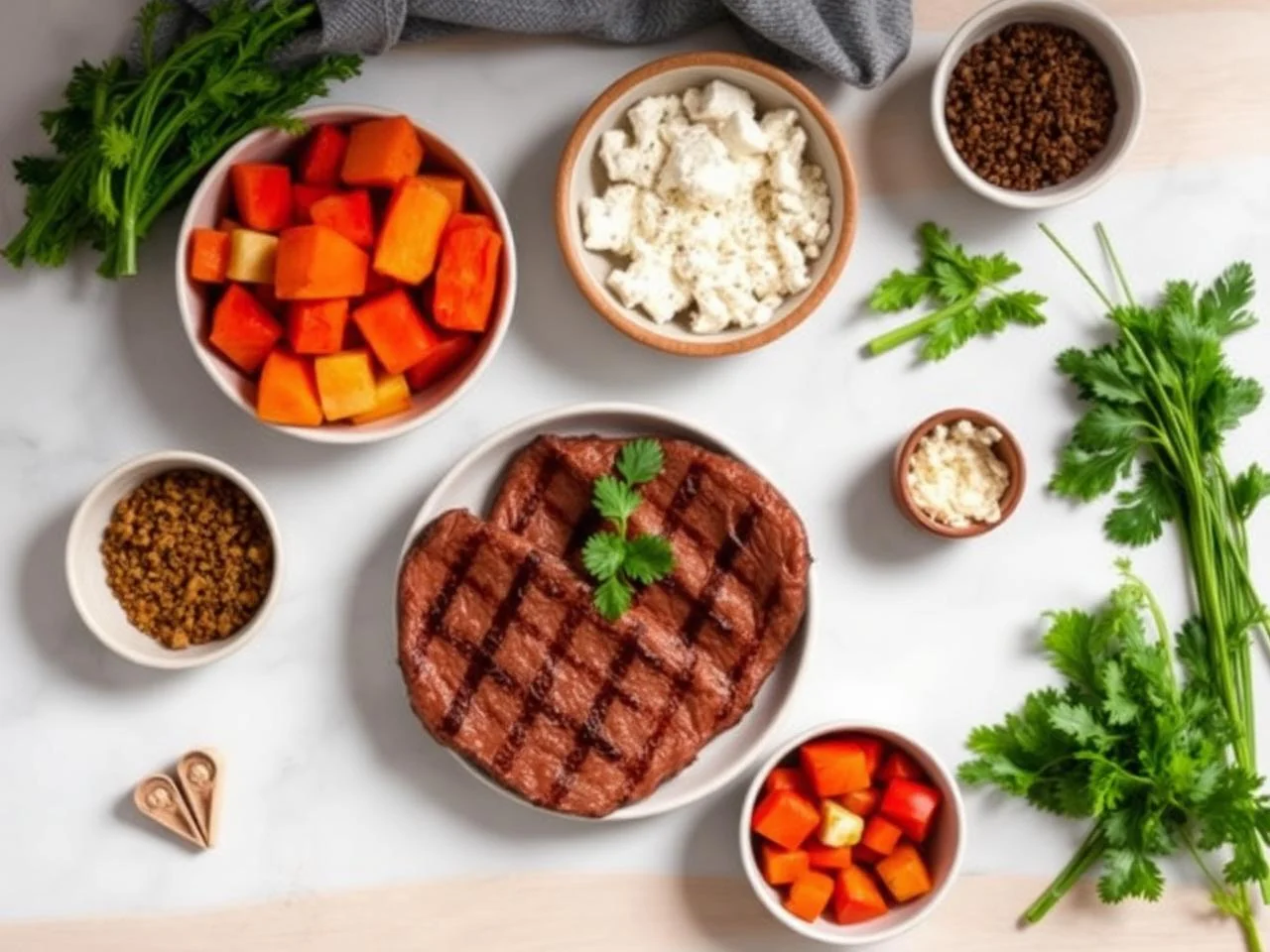 Ingredients for Grilled Steak With Roasted Vegetables