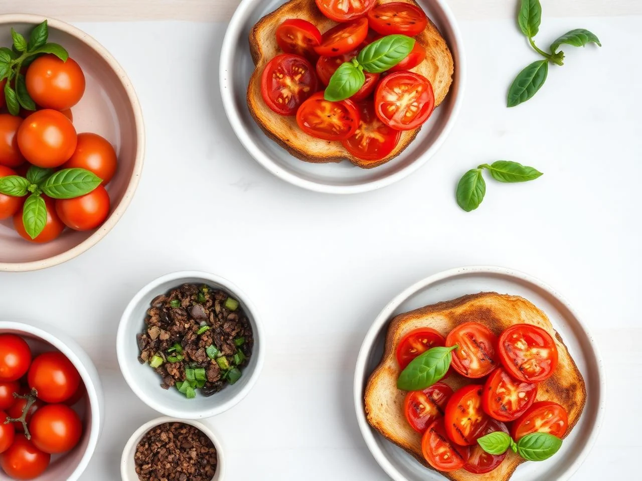 Ingredients for Grilled Tomato And Basil Toast
