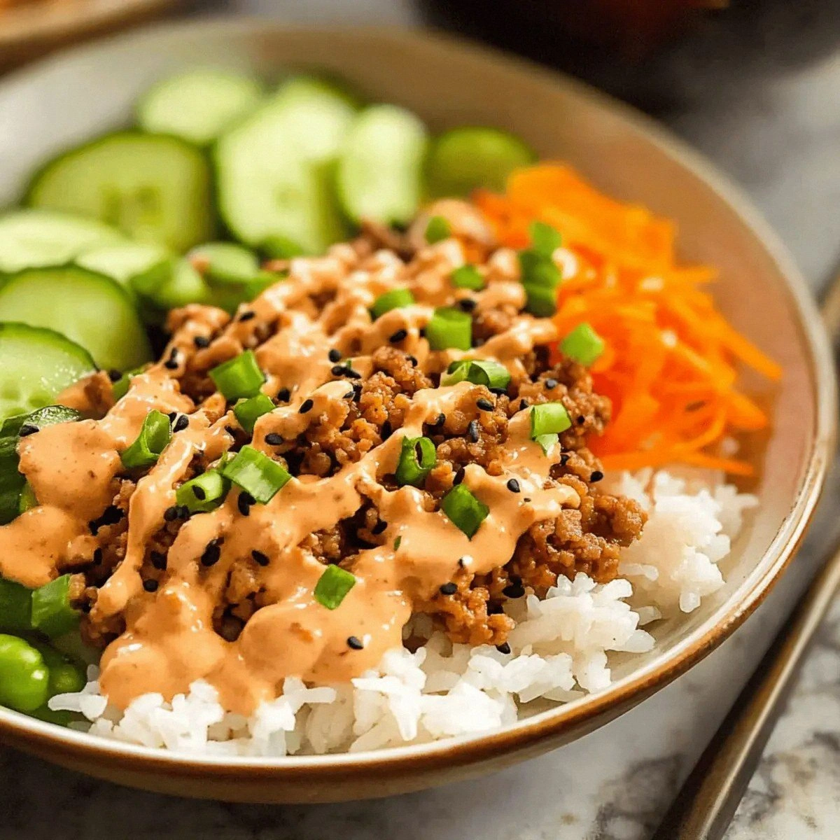 Ground Turkey Rice Bowls with Creamy Bang Bang Bliss