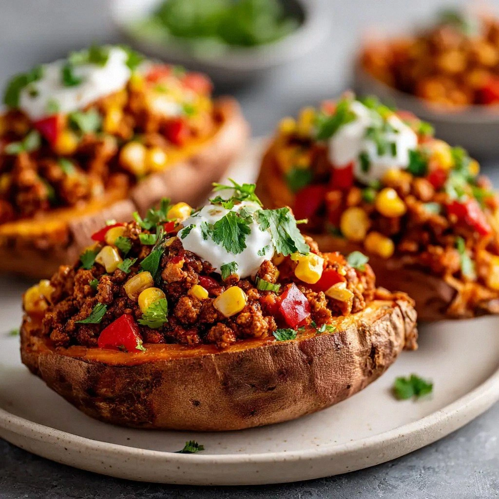 Ground Turkey Stuffed Sweet Po