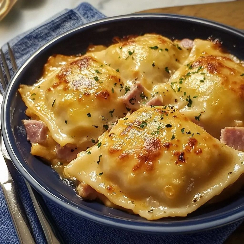 Ham and Cheddar Pierogi Bake R