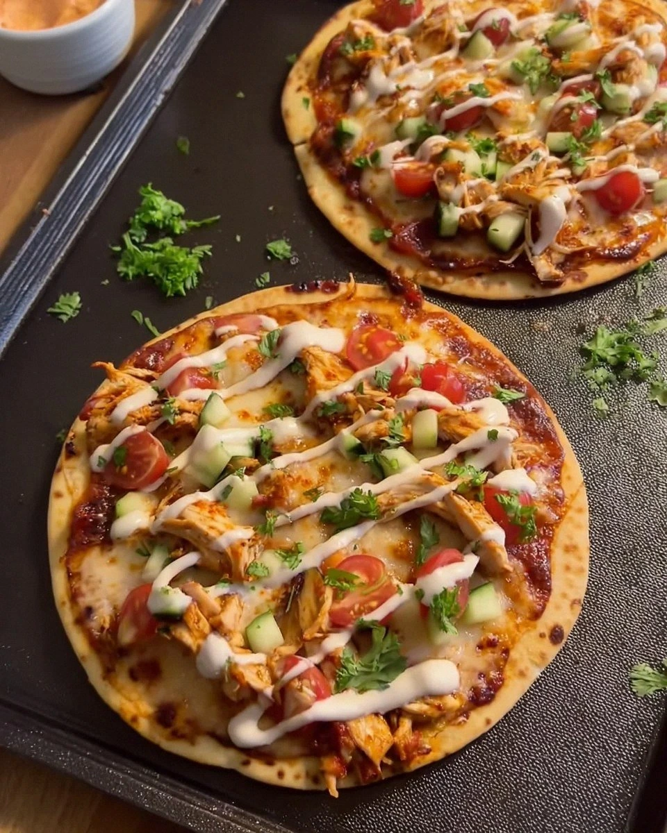 harissa chicken flatbreads