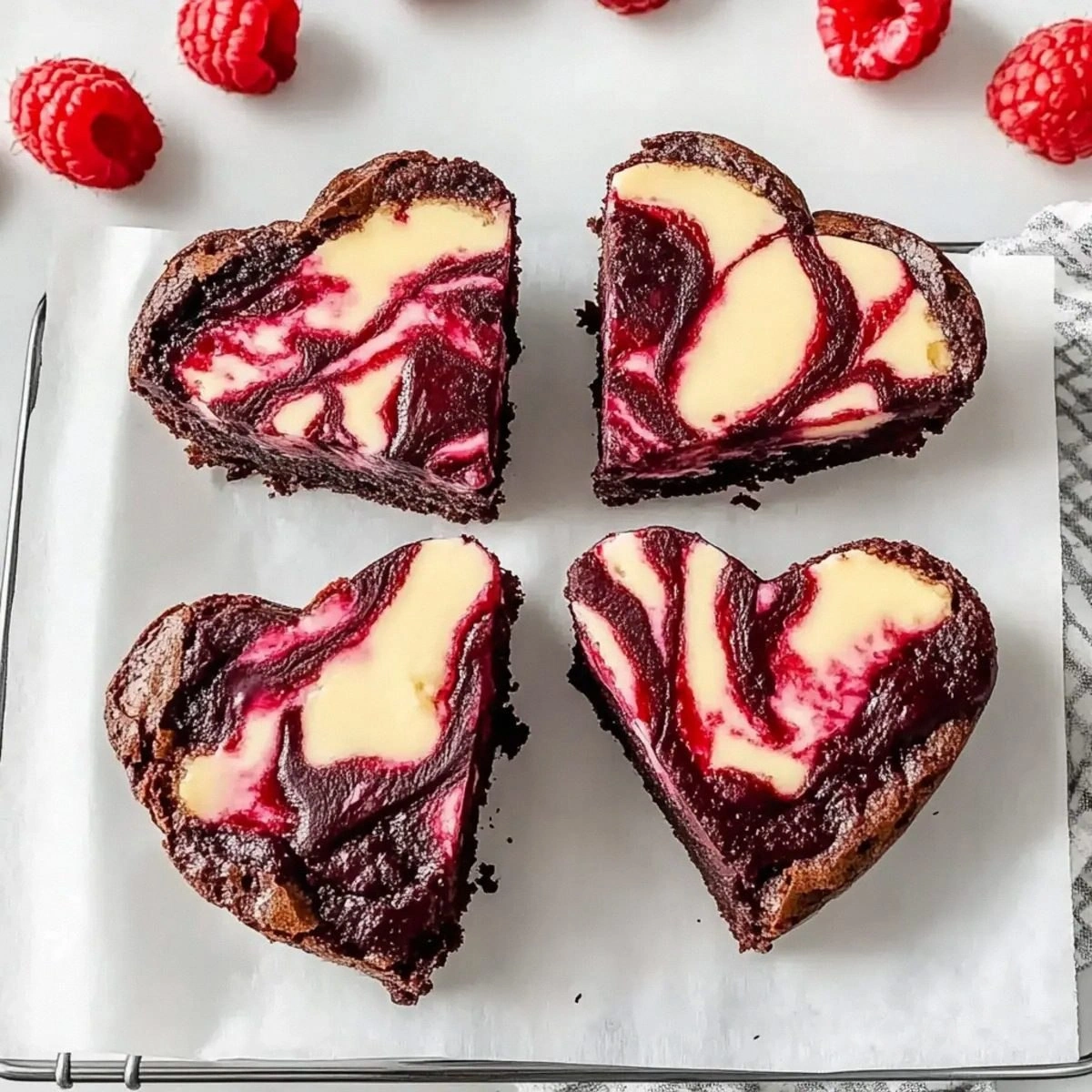 Heart Shaped Brownies with Raspberry Swirl for Your Sweetheart