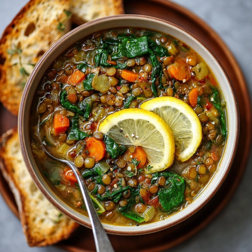 Hearty Lentil Soup with Spinac