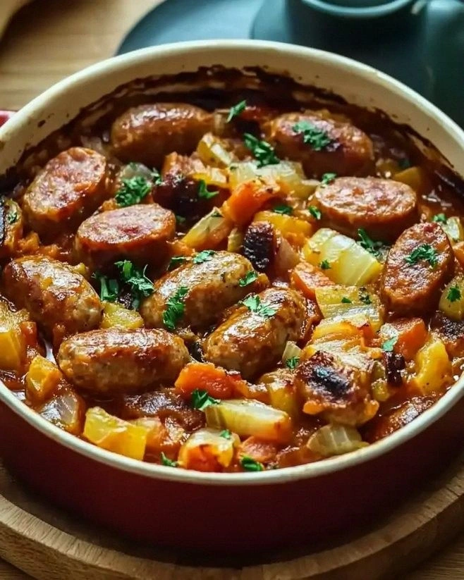 Hearty Slow-Cooked Sausage and Vegetable Casserole Delights!