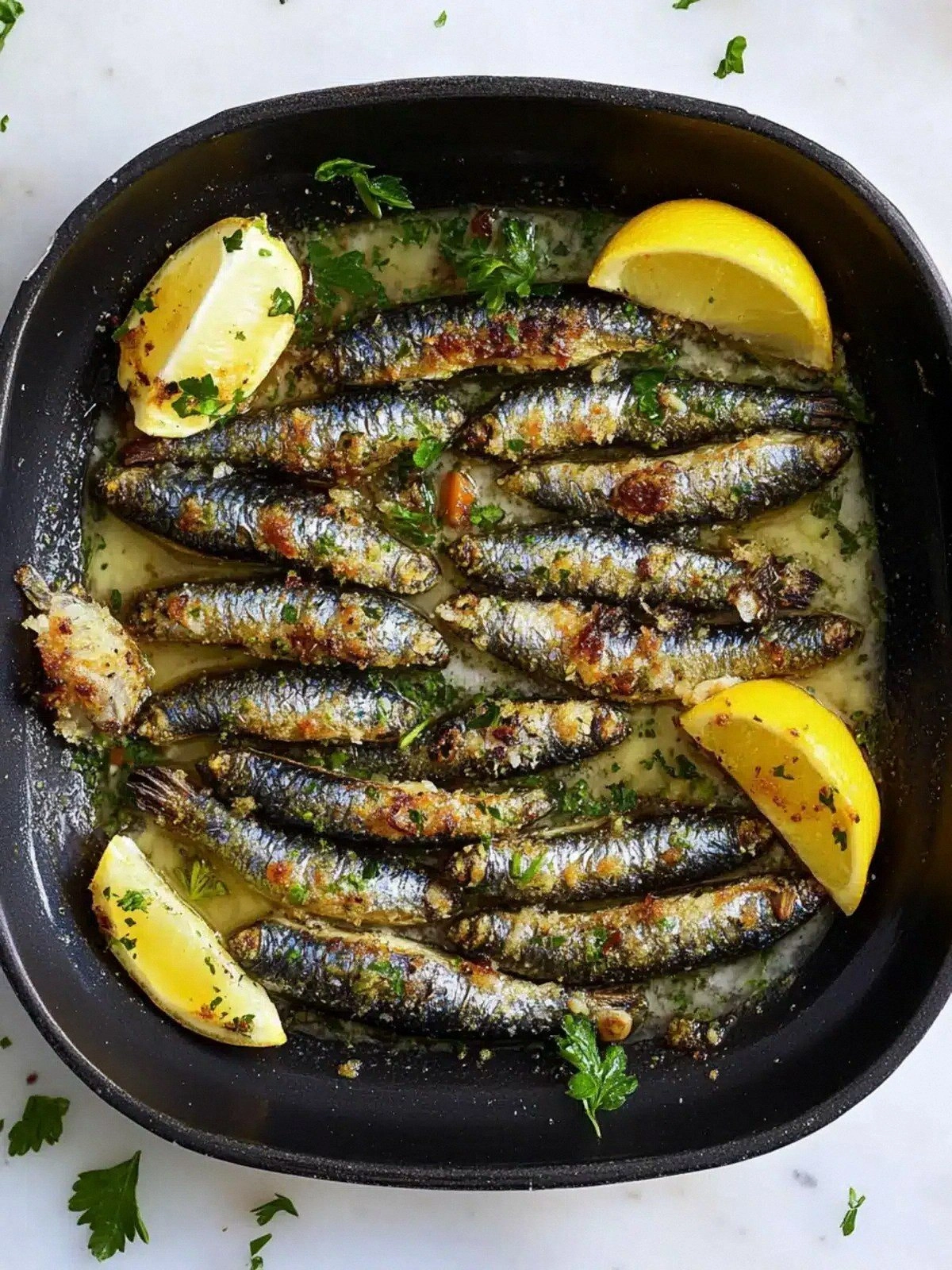 Herb Crusted Roasted Sardines: