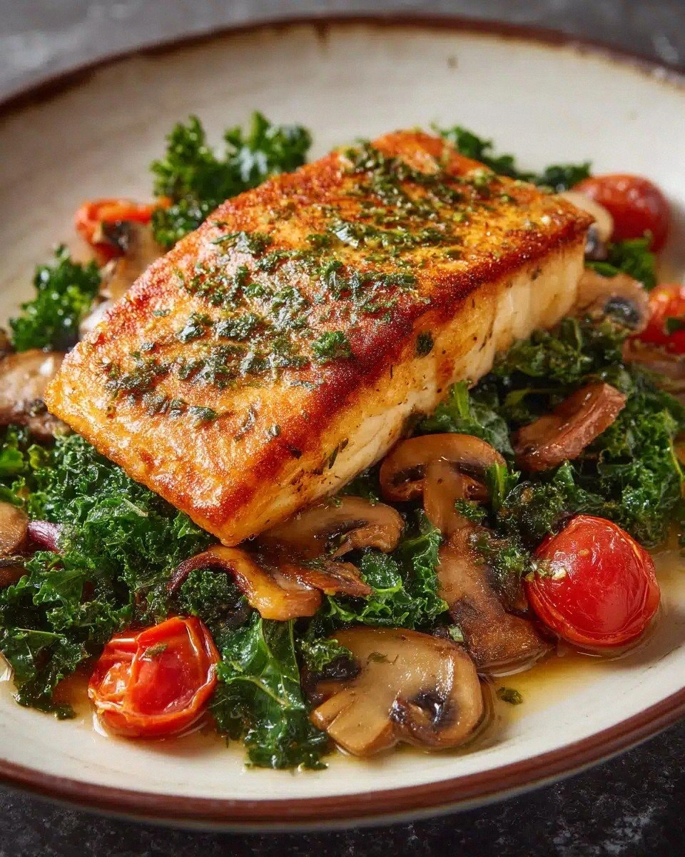 Herby Fish with Wilted Greens