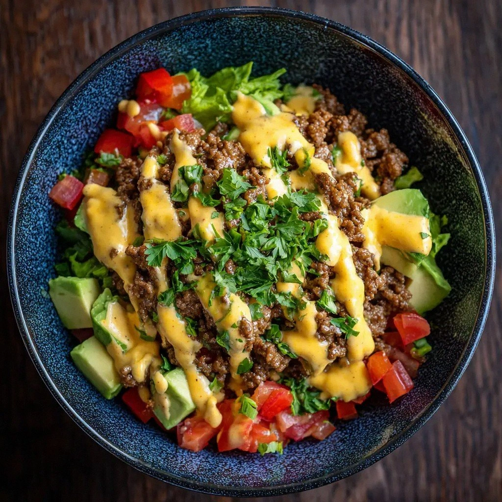 High-Protein Cheeseburger Bowl