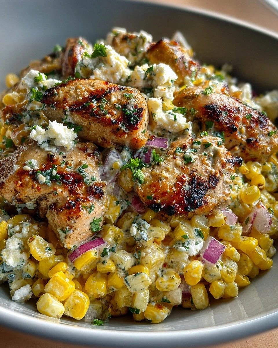 High Protein Chicken Street Corn Salad – Creamy & Low Calorie
