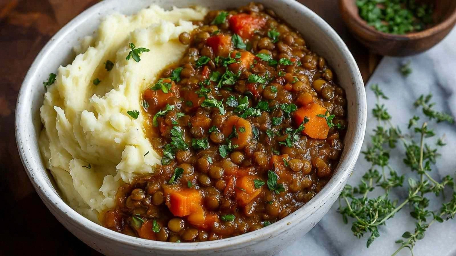 High Protein Lentil Stew Over 