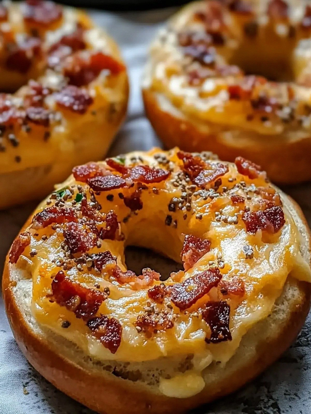 Homemade Bacon Cheddar Bagels 