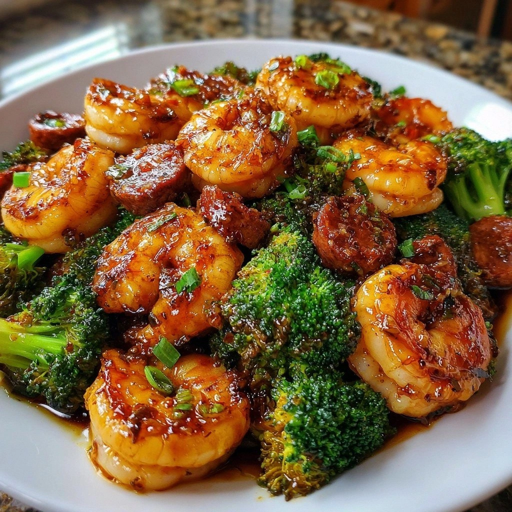 Honey Garlic Shrimp, Sausage a