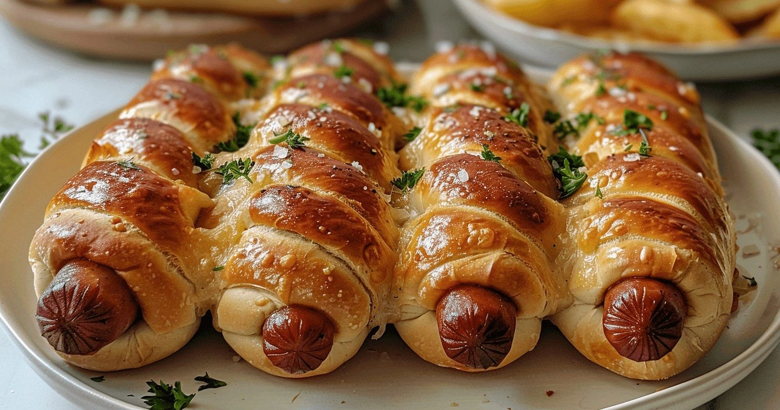 Hot dogs wrapped in crescent rolls