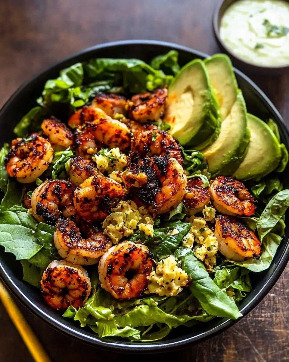 Hot Honey Blackened Shrimp Caesar Salad delights in flavor!