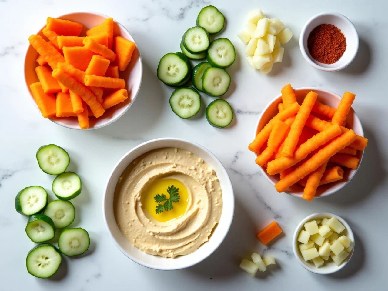 Ingredients for Hummus with Veggie Sticks