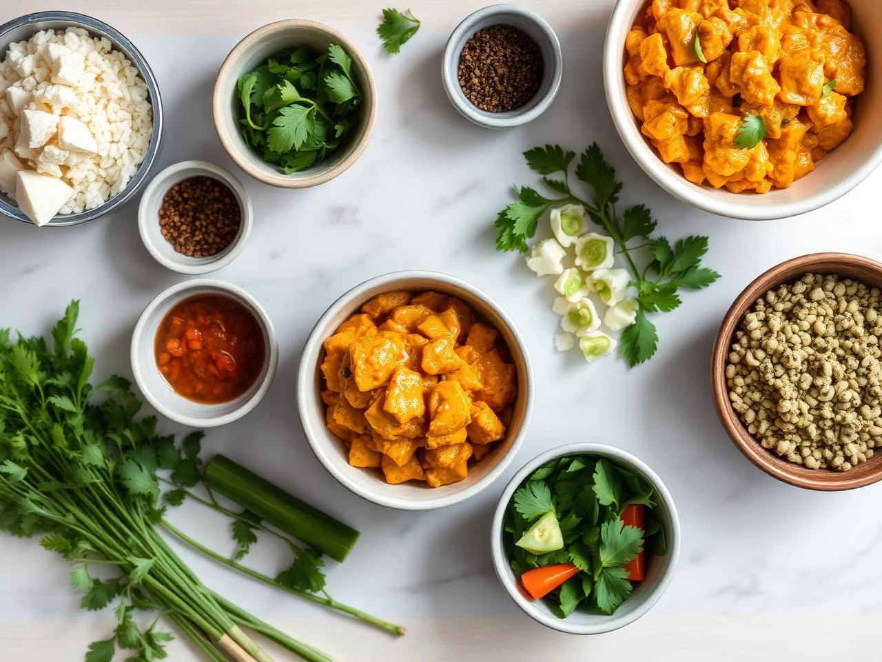 Ingredients for Indian Butter Chicken Bowl