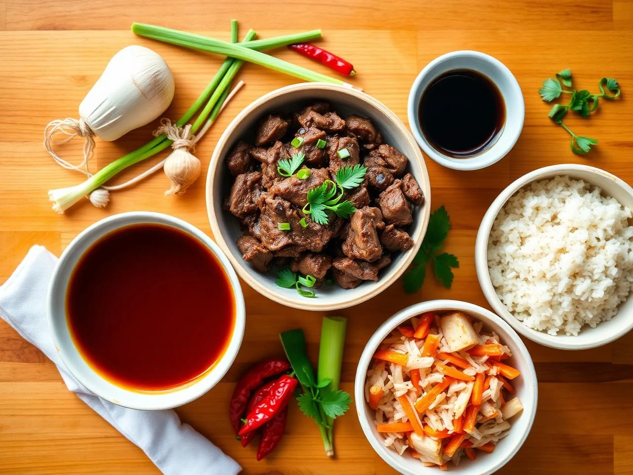 Ingredients for Indonesian Beef Rendang Rice
