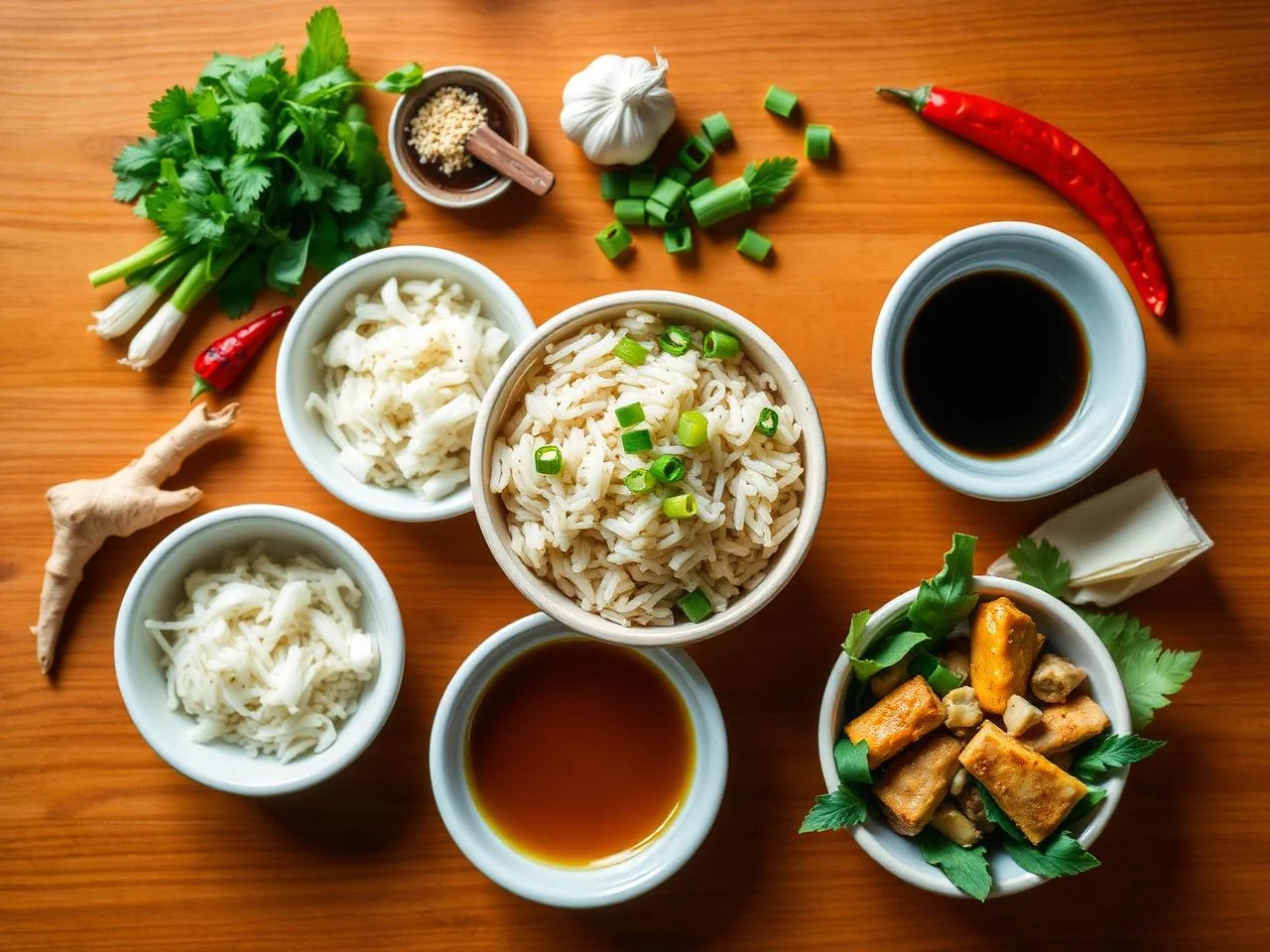 Ingredients for Indonesian Nasi Goreng